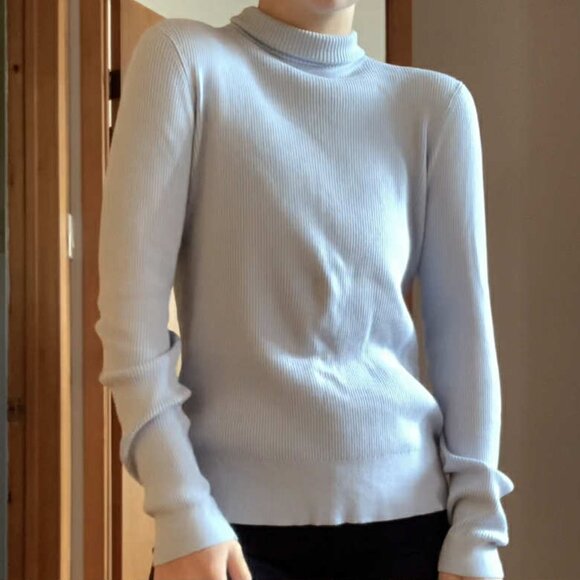 Light Blue Sweater Turtleneck | By Denver Hayes | Size L - Picture 1 of 2